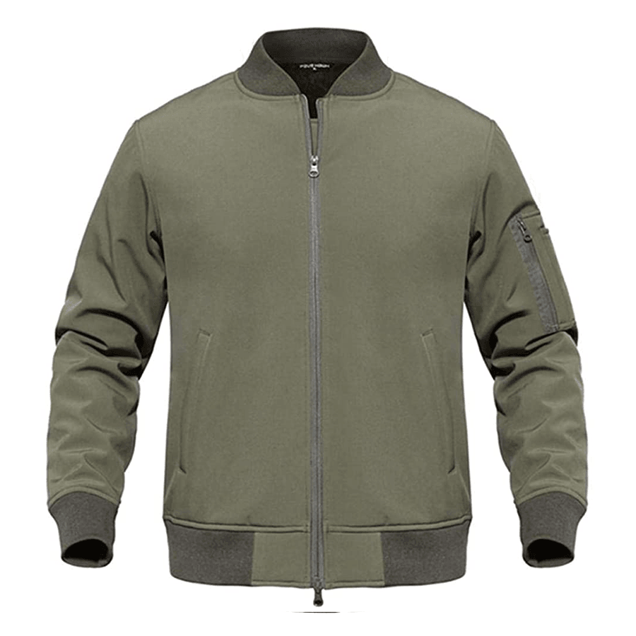 Men's Warm Full Zip Long Sleeve Bomber Flight Jacket