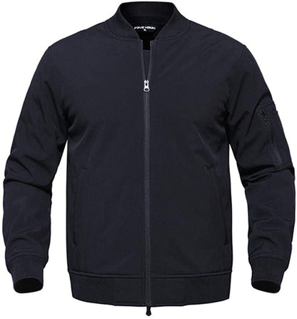 Men's Warm Full Zip Long Sleeve Bomber Flight Jacket