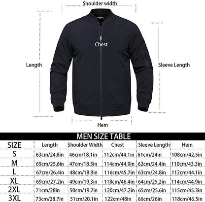 Men's Warm Full Zip Long Sleeve Bomber Flight Jacket